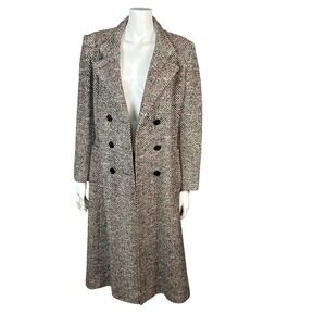 VTG Wool Trench Coat Tweed Women's L Warren Stafford Double Breasted Herringbone